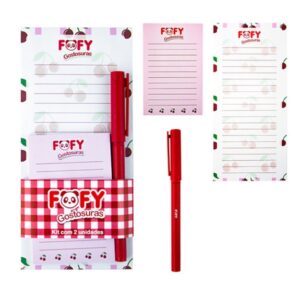 KIT Bloco de Anotações CHERRY Alegria  3 Peças - FOFY - UND