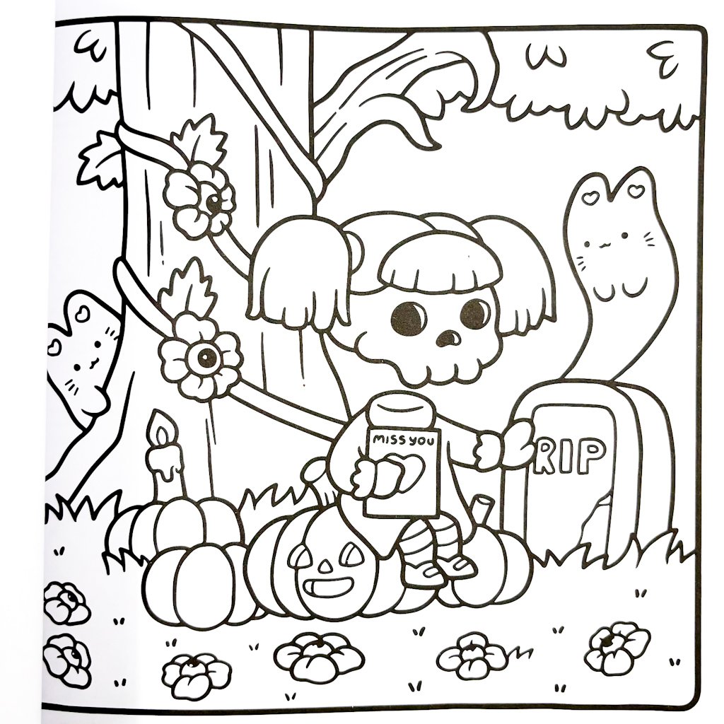 KIT Livro de Colorir Spooky Cutie Coco Wyo + 10 CANETAS TOUCH
