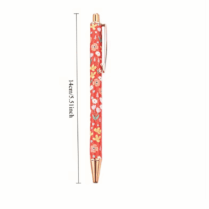 Caneta Premium Metálica Retrátil Floral - IMPORTADO - UND