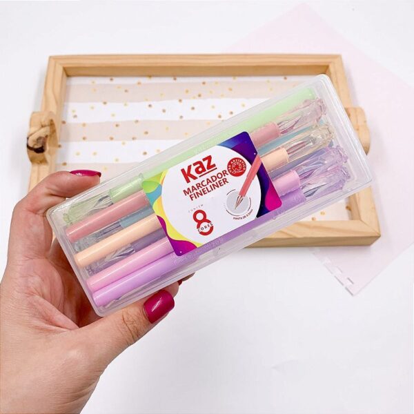 Caneta Fineliner Pastel Estojo 8 Cores KAZ - UND