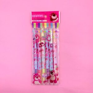 Marca Texto 2 Pontas Estampado Ursinho Lotso - Kit 6 Cores