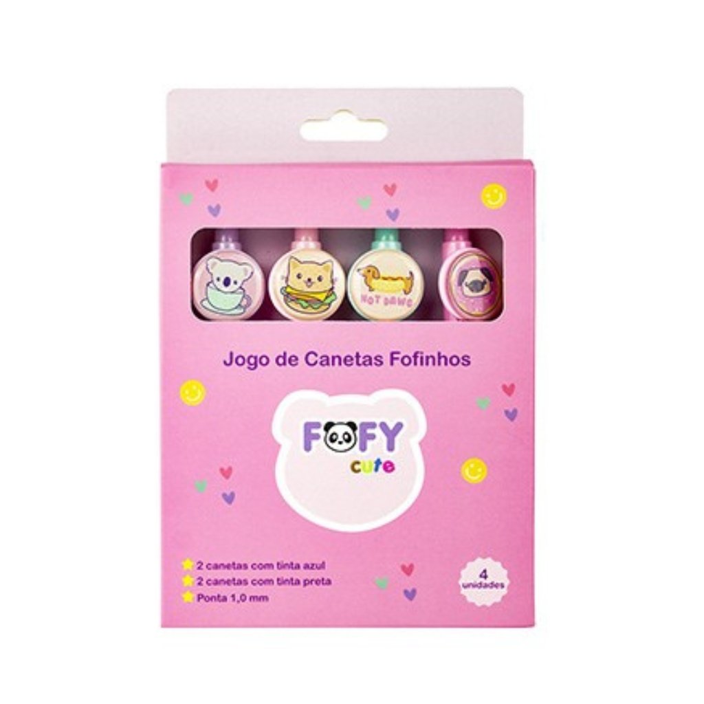 Jogo Canetas Fofinhos - FOFY - BLISTER 4 UND