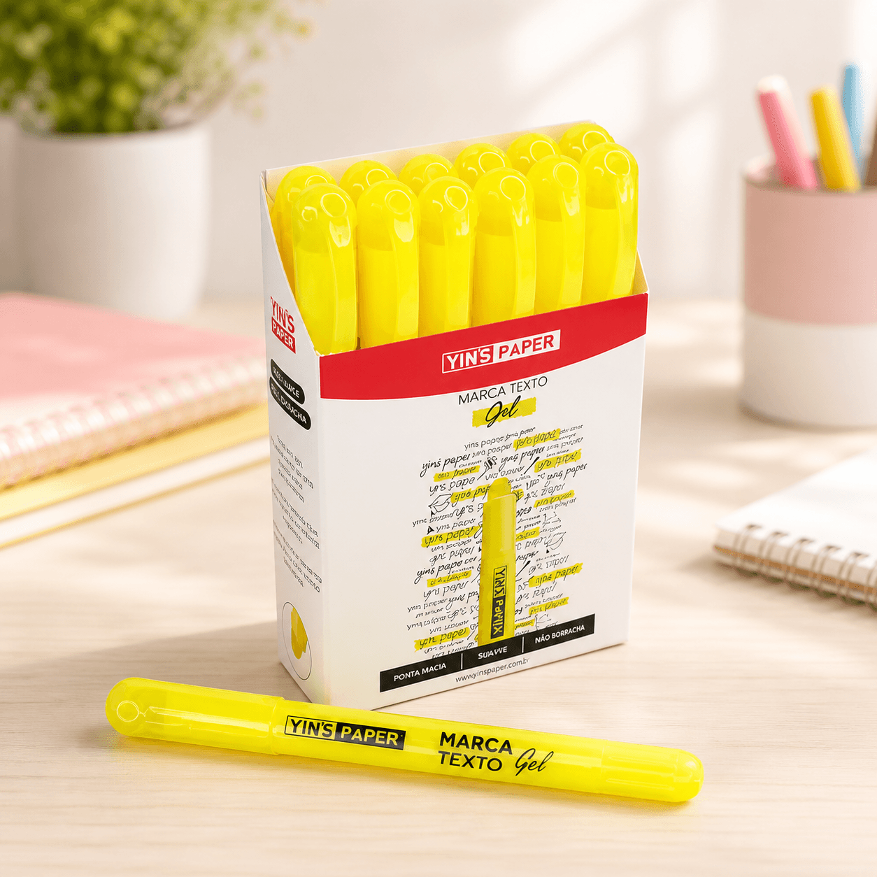 Marca Texto em Gel Amarelo - YINS PAPER - UND
