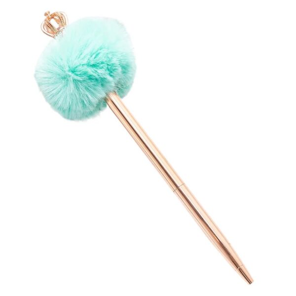 Caneta Metálica Luxo Pompom Coroa
