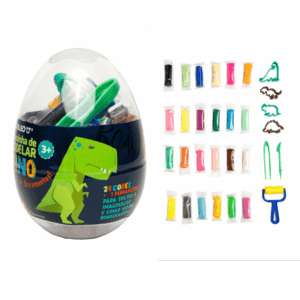 Kit Massinha de Modelar Ovo Dino 24 Cores Leo e Leo