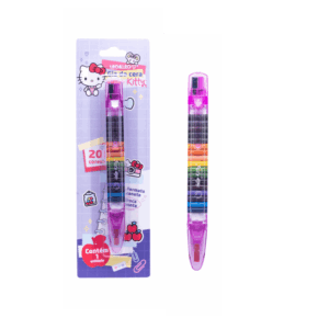 Giz de Cera Caneta Troca Ponta Hello Kitty Leo e Leo - Blister 20 Cores