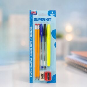 Super Kit Escolar 7 Peças - KAZ - BLISTER