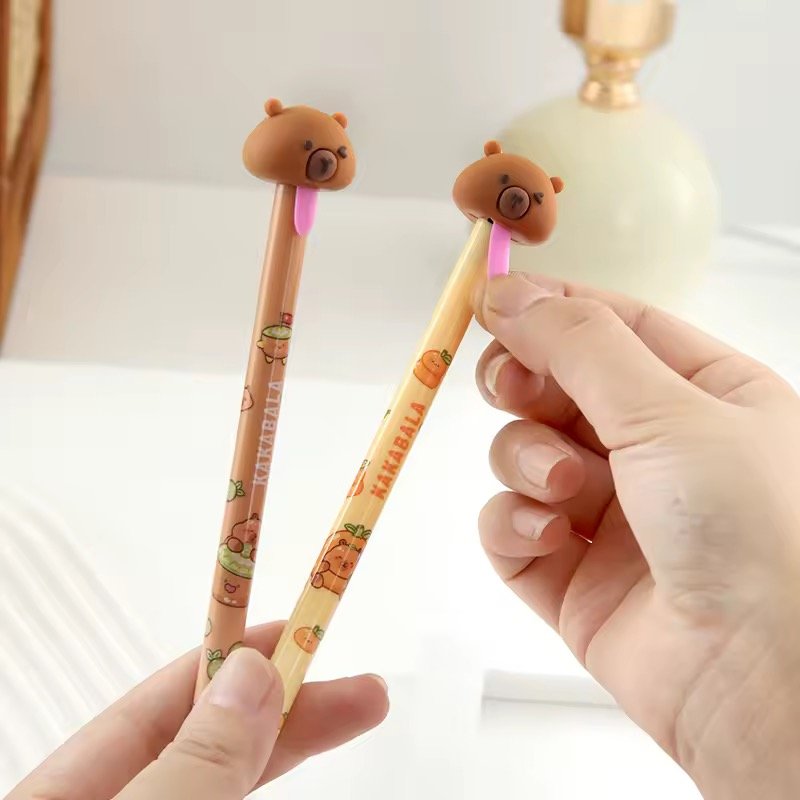 Caneta Esferográfica Apagável 0.5 mm Azul Capivara Puxa Língua - IMPORTADO - CX 36 UND