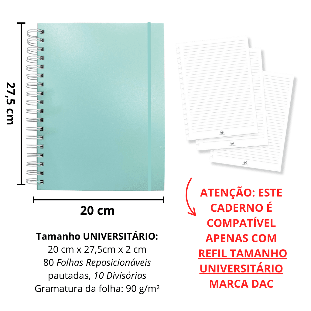 Caderno Smart Universitário 10 Divisórias Breeze Verde 80 fls - DAC