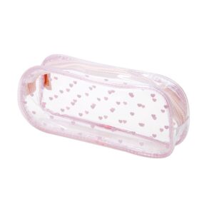 Estojo Transparente com zíper Estampas Coração Rosa BRW