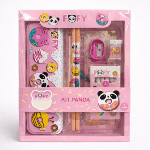 Kit Escolar Panda 12 Peças - FOFY - BLISTER