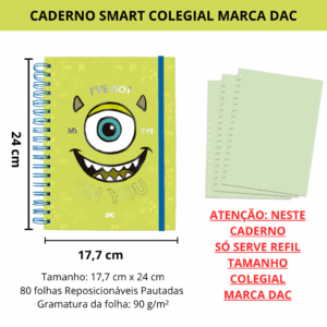 Caderno Smart Colegial Monstros SA 80 fls - DAC