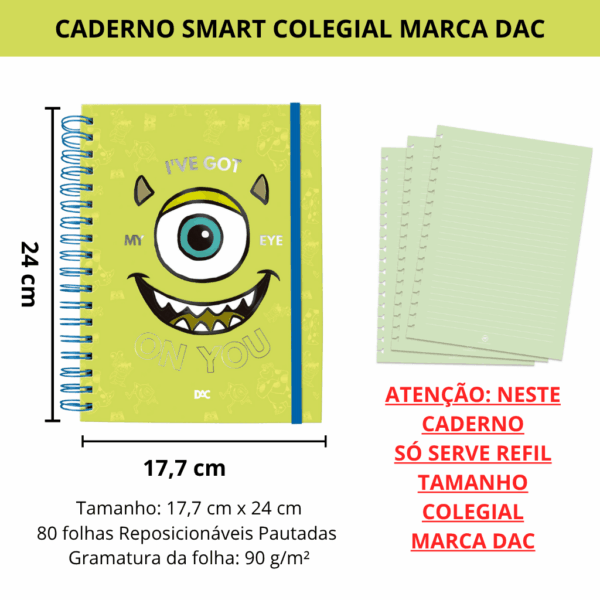 Caderno Smart Colegial Monstros SA 80 fls - DAC