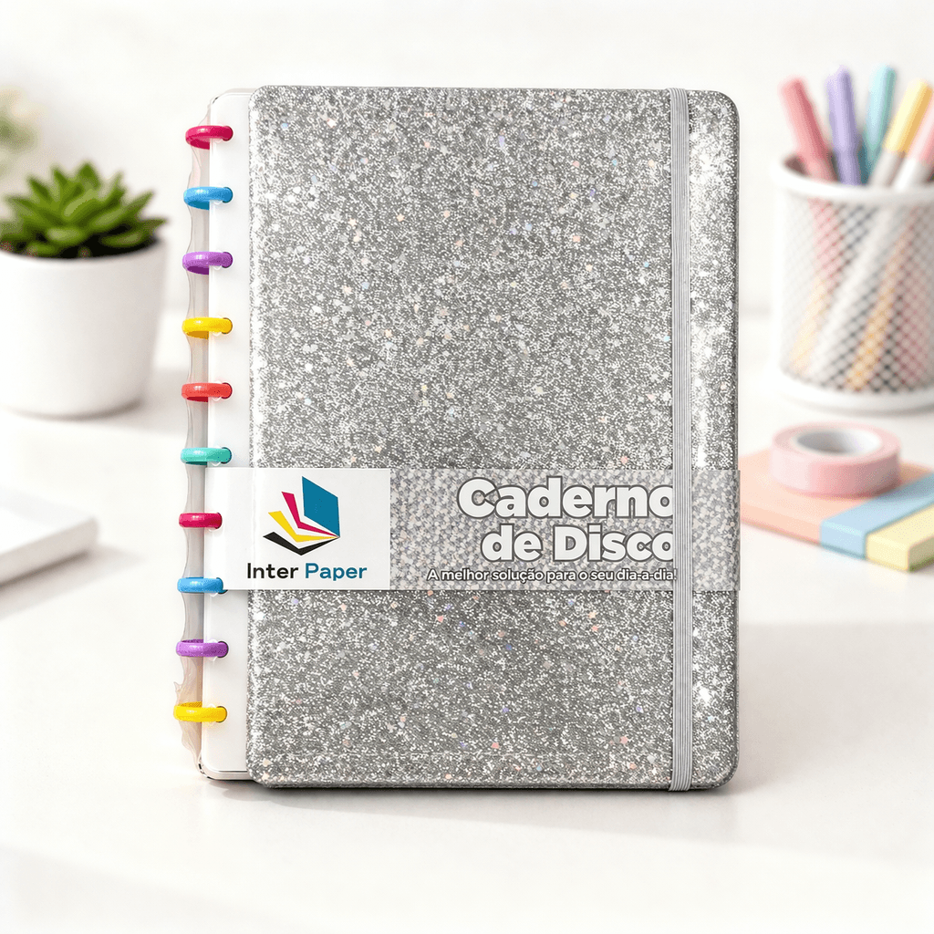 Caderno de Disco Glitter B5 80 Fls/10 Discos Colorido 25,5x18,5cm - IMPORTADO - UND