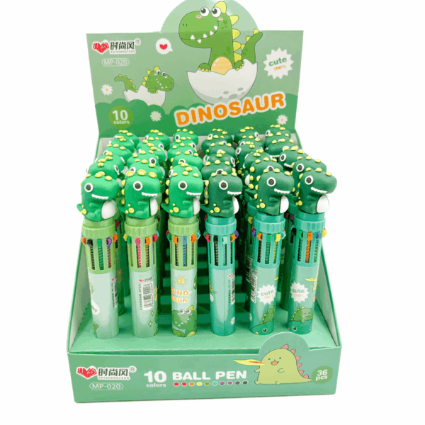 Caneta 10 cores Dinossauro Fofo