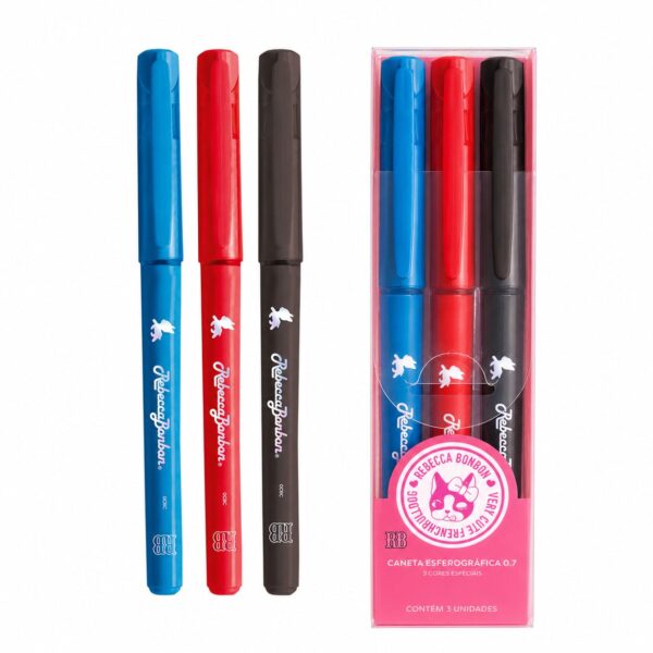 Caneta Esferográfica Rebecca Bonbon 0.7mm 3 Cores - SKYPAPER - BLISTER