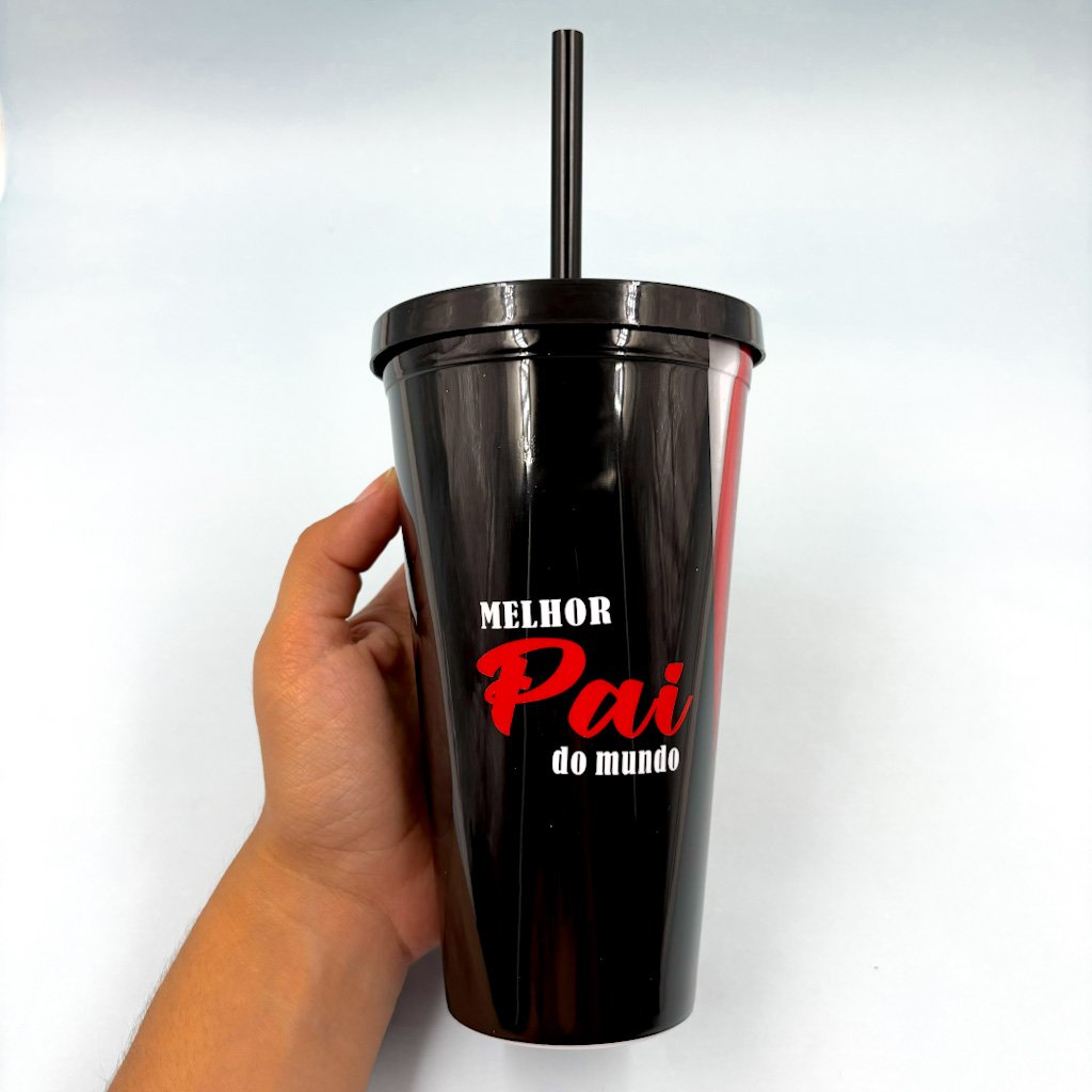 Copo Plástico c/ Canudo 600 Ml PAI Sortido - UND