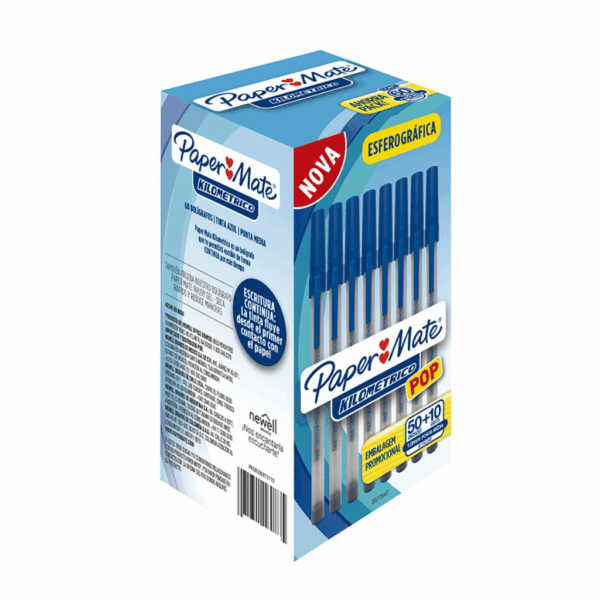 Caneta Kilométrica Pop 1.0 mm AZUL - PAPER MATE - CX 60 UND