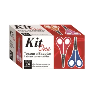 Tesoura Escolar 13 cm - KIT OFICIAL - CAIXA 24 UND