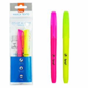 Marca Texto Fluorescente Amarelo e Rosa BRW - BLISTER C/ 2UN