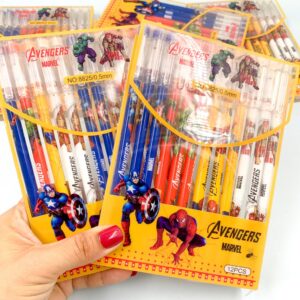 Caneta Fofa Apagável Heróis - Blister 12 Und