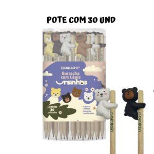 Lápis c/ Borracha Ursinhos Leo e Leo - Kit 4 Und