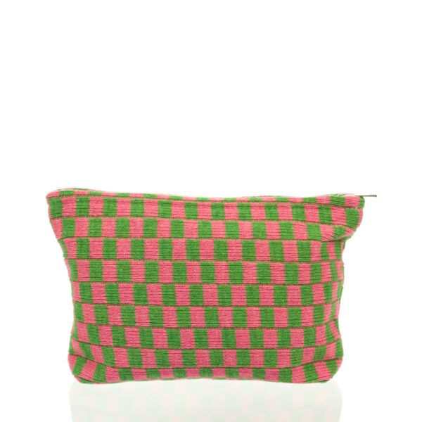Necessaire Tricô VERDE E ROSA G 26x17x5 cm - FLORIE - UND