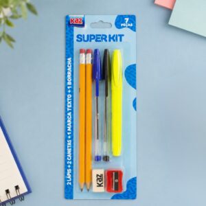 Super Kit Escolar 7 Peças - KAZ - BLISTER