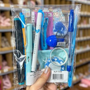Kit Papelaria 15 Itens Paleta - AZUL - PACOTE