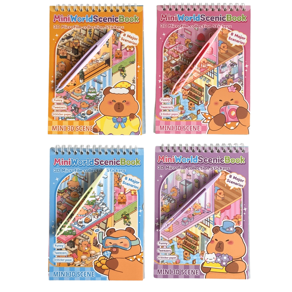Livro Espiral Cenário Adesivo 3D Capivara c/ Pinça 16 Fls - IMPORTADO - UND