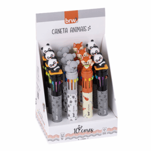 Caneta Esferográfica 10 Cores 0.7mm Animals BRW