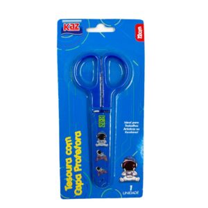Tesoura Escolar 13 cm c/ Capa Protetora Astronauta KAZ - BLISTER