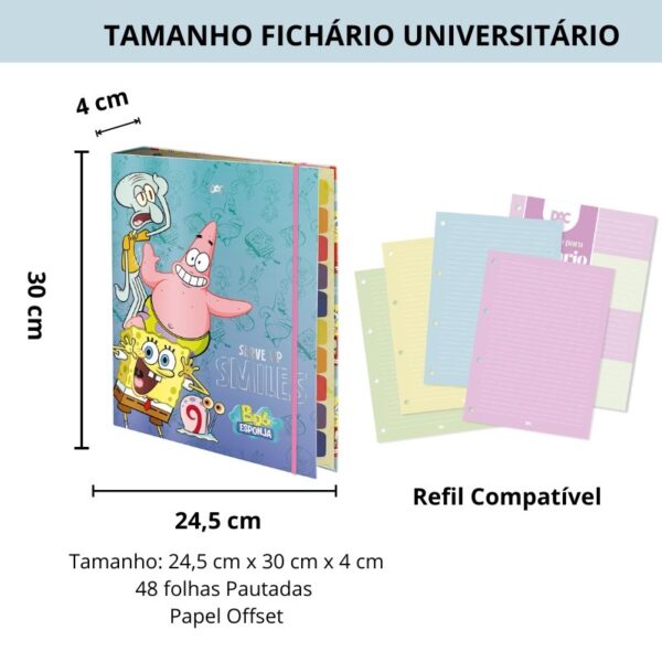 Fichário Universitário com Elástico Bob Esponja DAC