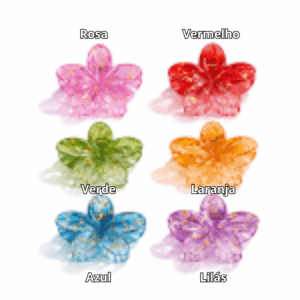 Presilha Piranha Flor TRANSPARENTE 6 cm - IMPORTADO - PACOTE 6 UND