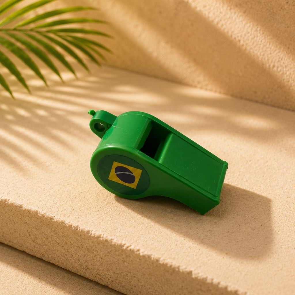 Apito Brasil 4cm Copa do Mundo - IMPORTADO - PACOTE 6 UND