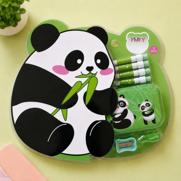 Kit Escolar Amiguinhos Panda 7 Peças - FOFY - BLISTER