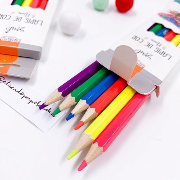Lápis de Cor Sextavado Neon BRW - Blister 6 Cores