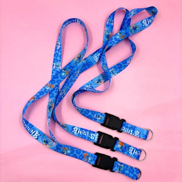 Cordão Estampado c/ Encaixe Plástico Stitch - Kit 3 Und