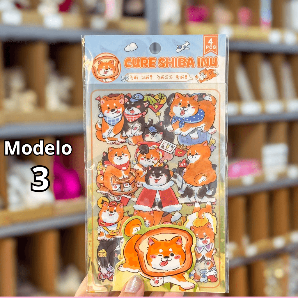 Pacote c/ 4 Cartelas Adesivo Cachorrinho Cute - IMPORTADO - UND