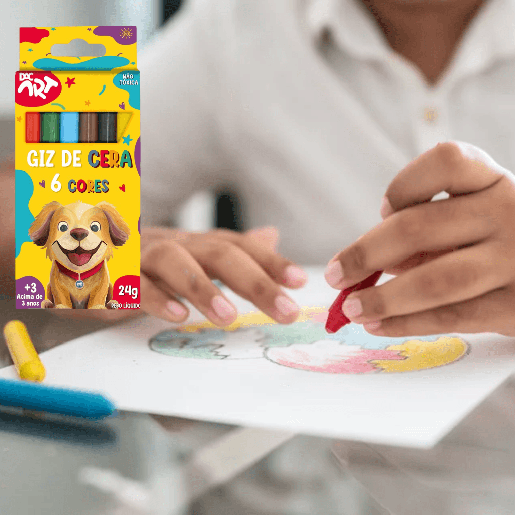 Giz de Cera Fino 6 Cores - DAC ART - BLISTER