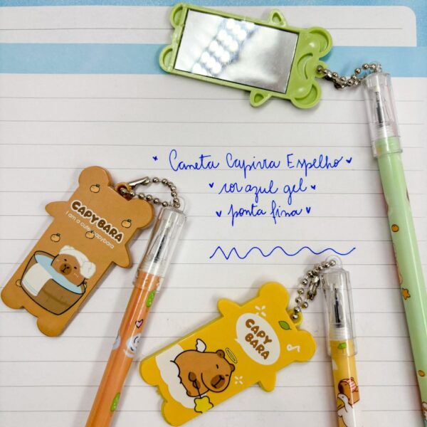 Caneta Capivara Espelhinho - Pacote 4 Und