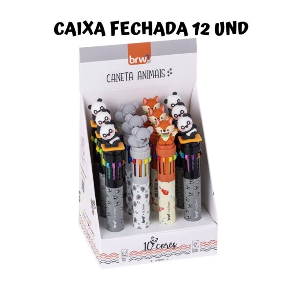 Caneta Esferográfica 10 Cores 0.7mm Animals BRW