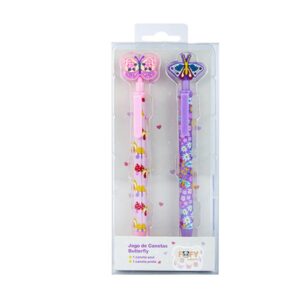 Jogo de Canetas Butterfly Estampada - FOFY - BLISTER 2 UND