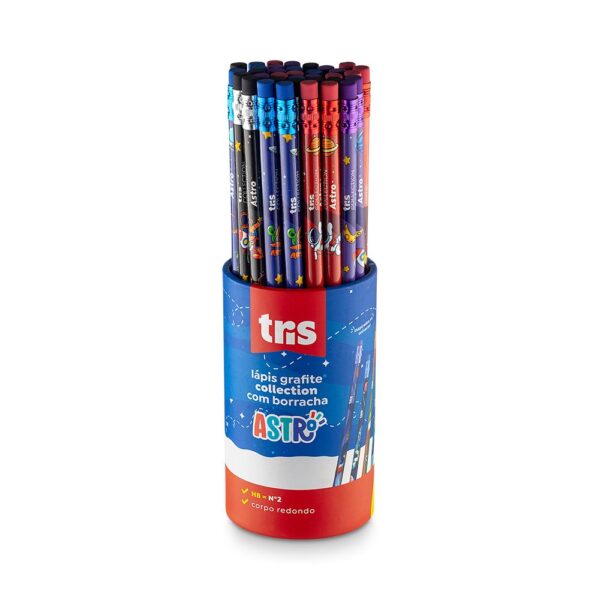 Lápis c/ Borracha Hb Collection Astro TRIS - Kit 12 Und
