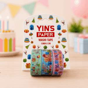 Fita Adesiva Washi Tape Happy Birthday 15mm x 3m - YINS PAPER - BLISTER