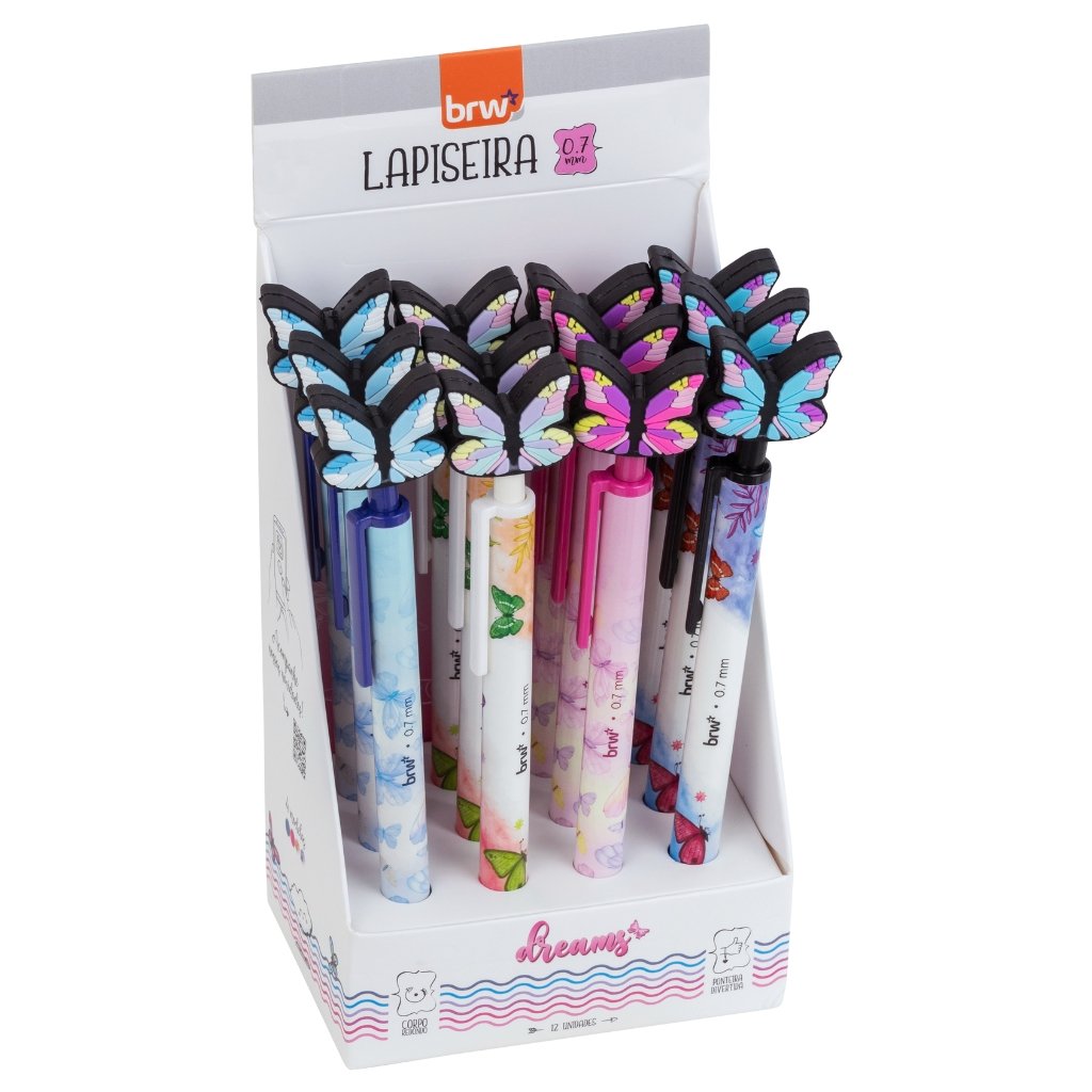 Lapiseira Plástica Divertida 0.7mm Borboleta Dreams - BRW - UND