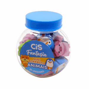 Borracha Fantasia Mini Animais Cis - Pote 20 Und