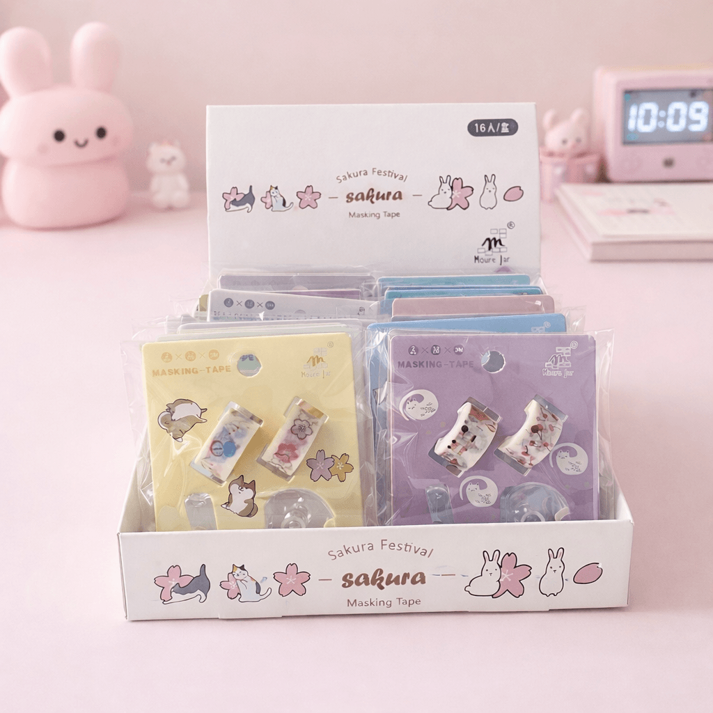 Kit 2 Mini Fitas Washi Tapes + Cortador Lovely 1,2mmx 2m - IMPORTADO - BLISTER
