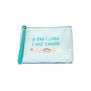 Necessaire Bolsinha de Mão Azul  A VIDA É LINDA E VOCÊ TAMBÉM 14x20cm - FLORIE - UND