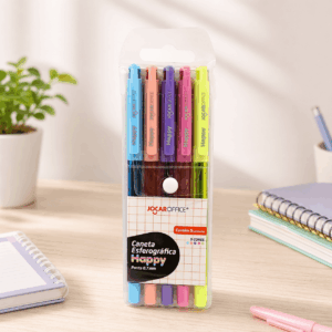 Caneta Gel Happy 0.7mm Colorida 5 Und - JOCAR OFFICE - BLISTER